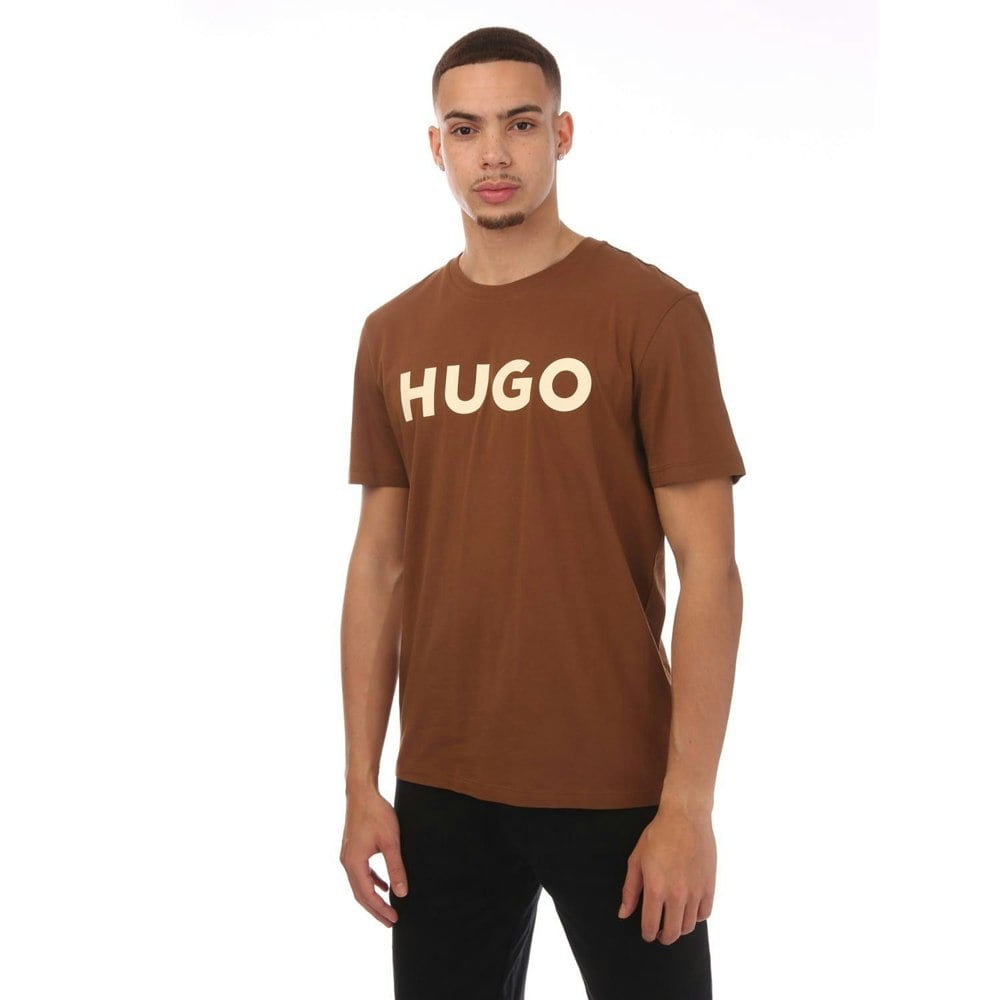 Hugo Mens Logo Regular T-Shirt - Brown