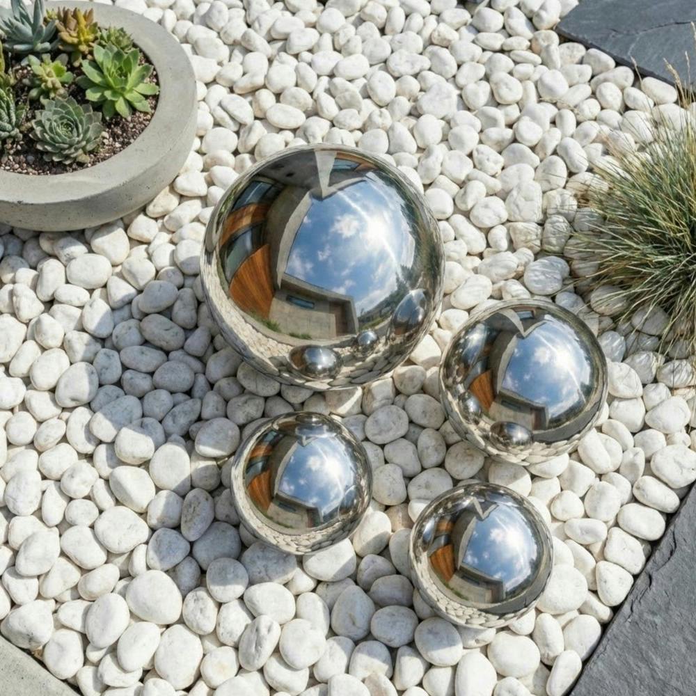 Garden Greatness 4 Pack Stainless Steel Gazing Balls Set