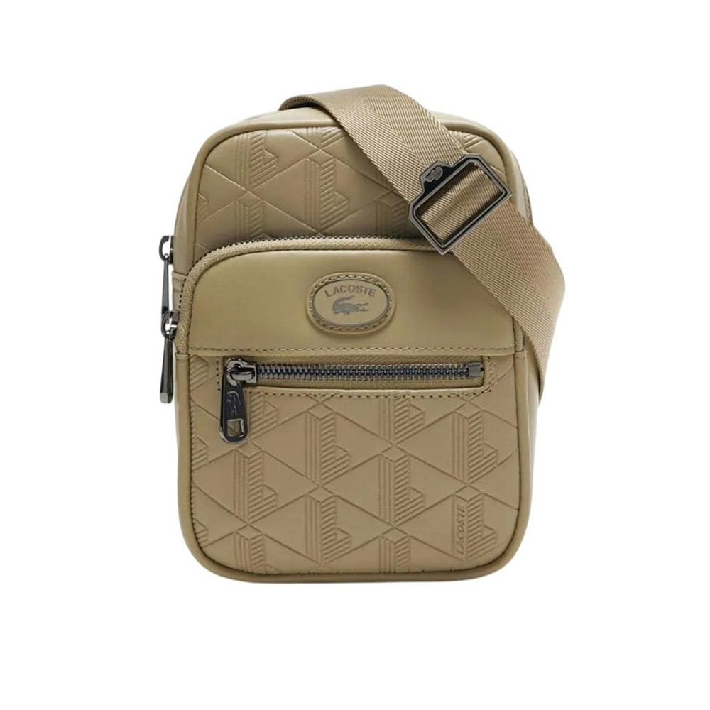 Lacoste Monogram Leather Satchel - Beige