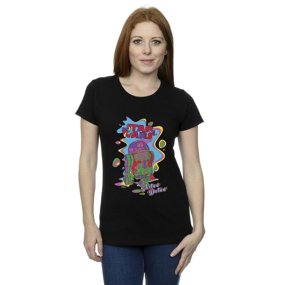 Star Wars Womens/Ladies R2D2 Pop Art Cotton T-Shirt - Black