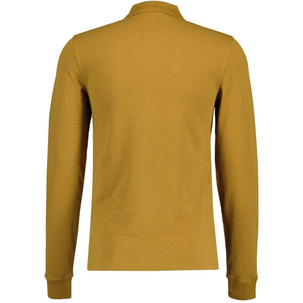 FRED PERRY M6006 T59 DARK CARAMEL/BLACK LS PLAIN POLO SHIRT XS