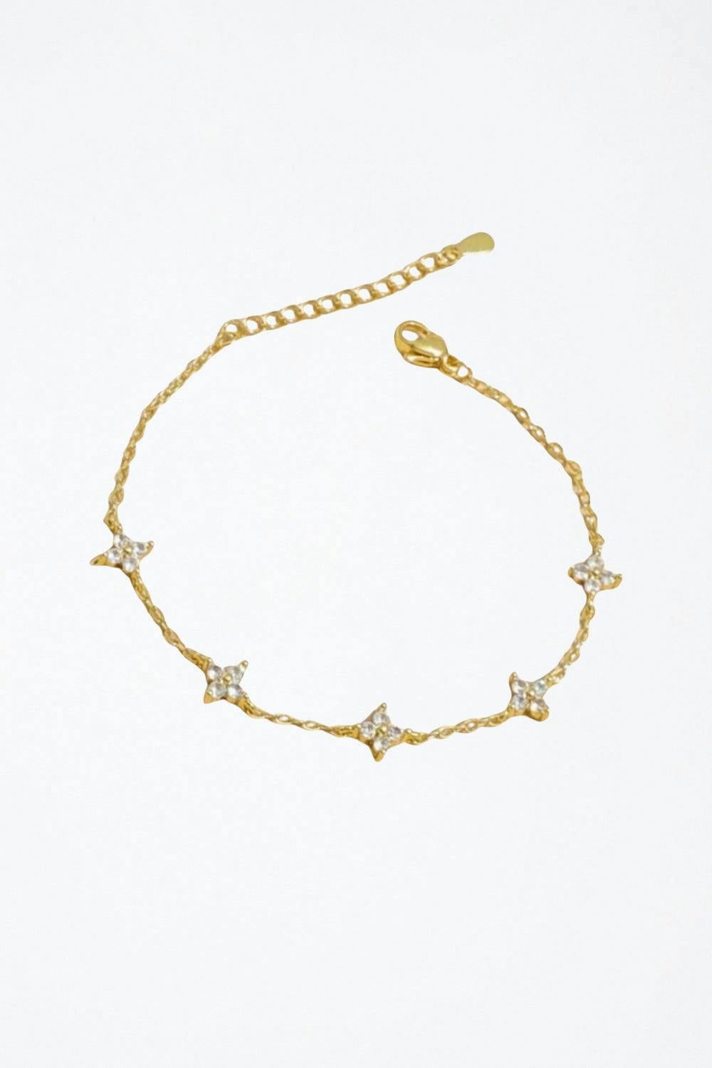 Gold Plated Diamond Clover Bracelet