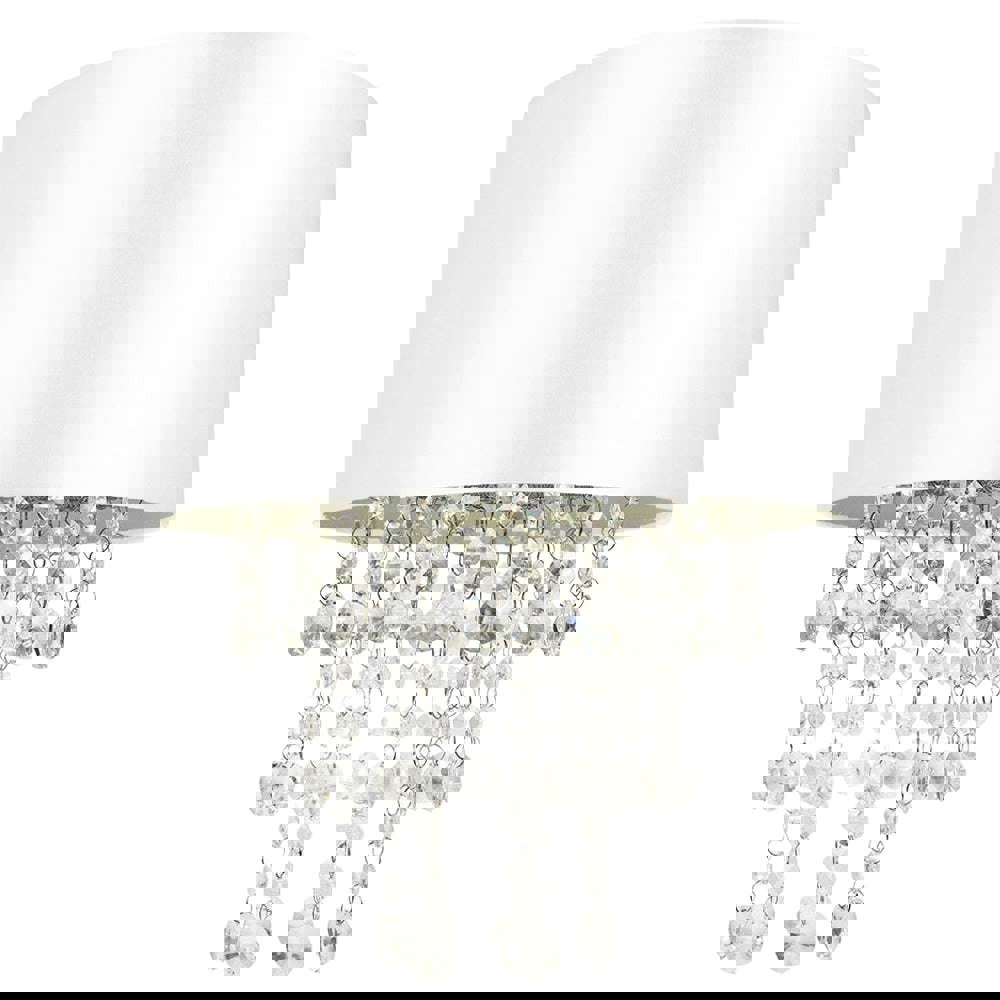 Modern White Satin Fabric Pendant Light Shade with Transparent Acrylic Droplets Image 1