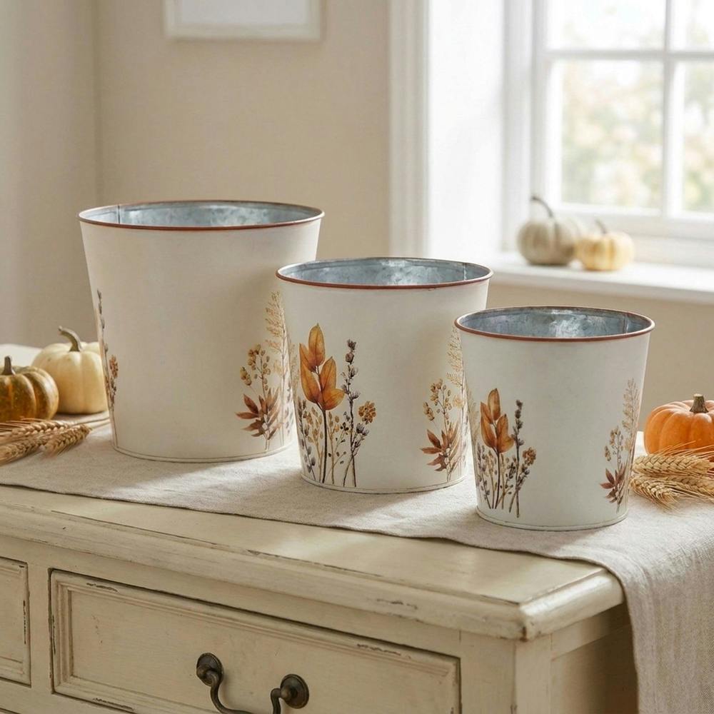 Garden Greatness Set of Three Autumnal Decorative Planters