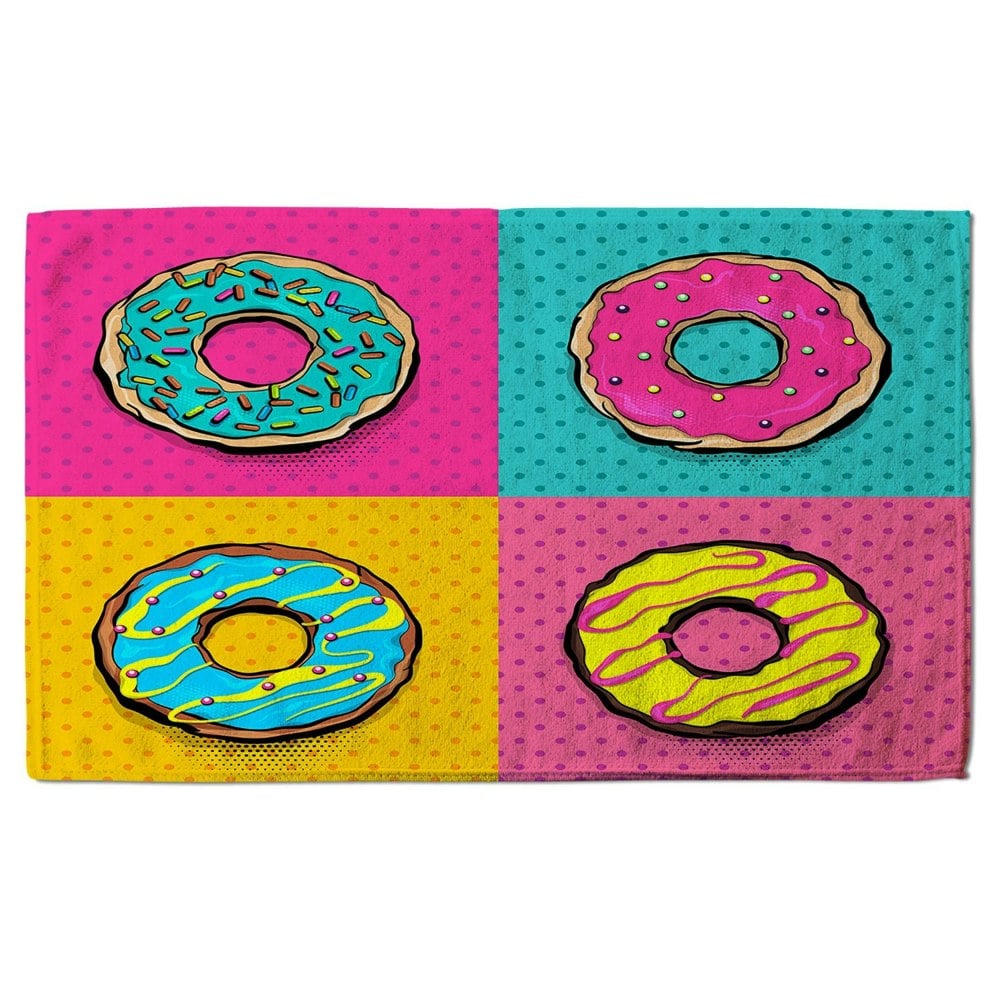 Benjamin Tate Design Set doughnut sweet food, donut cartoon pop art style (Bath Towel)