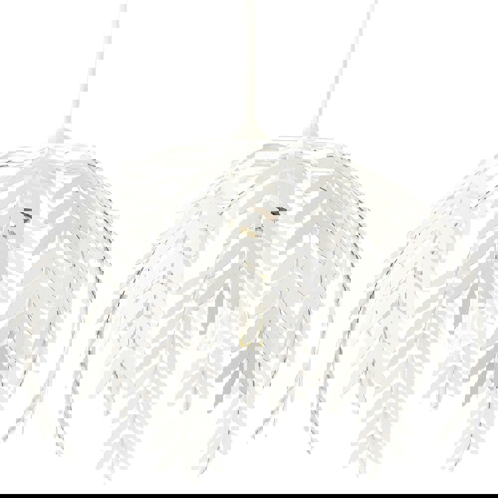 Traditional Fern Leaf Design Ceiling Pendant Light Shade in White Gloss Finish Image 1