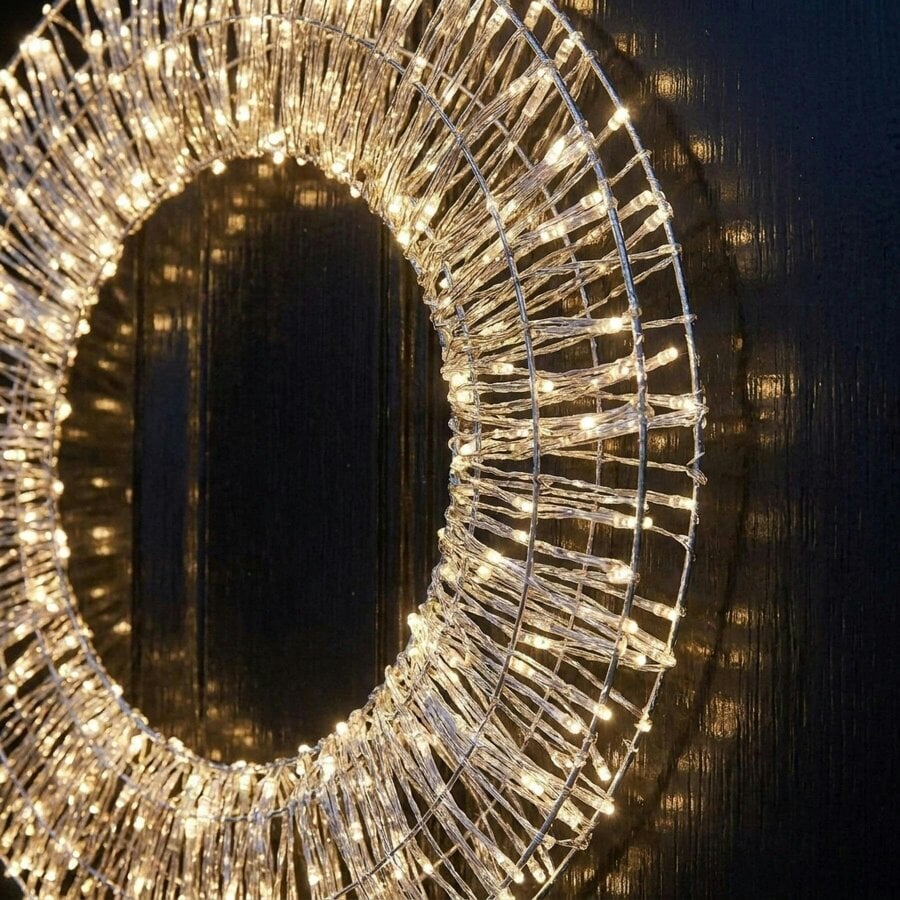 Garden Greatness Silver Twinkling White LED Door Wreath