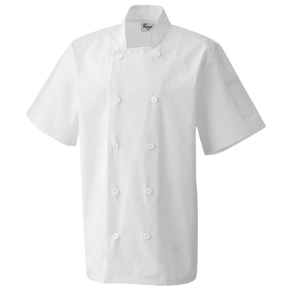 Premier Unisex Short Sleeved Chefs Jacket / Workwear (Pack of 2) - White