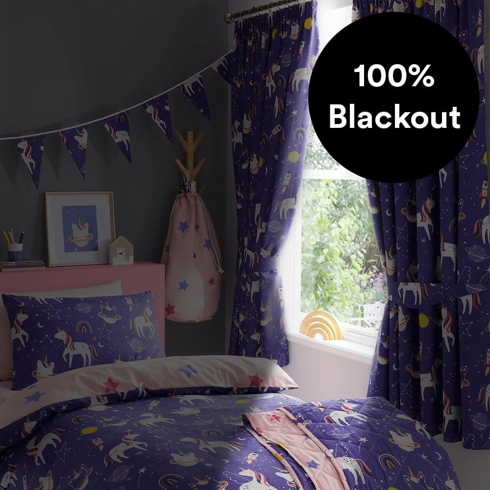 Space Unicorn Thermal Blackout Curtains - Happy Linen Company