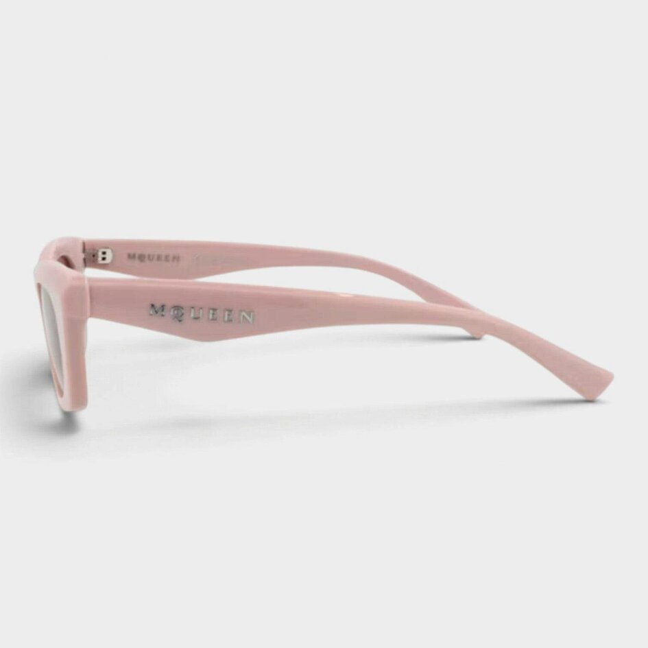 Alexander McQueen Square Frame Acetate Sunglasses Light Pink Silver