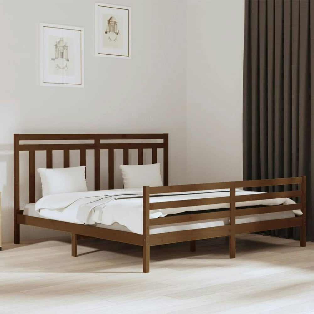 Berkfield Bed Frame Honey Brown Solid Wood 200x200 cm