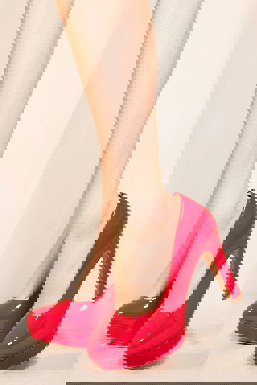 Where's That From Alvina Platform Block High Heel Court Pump in Rouge Red Patent Faux Leather