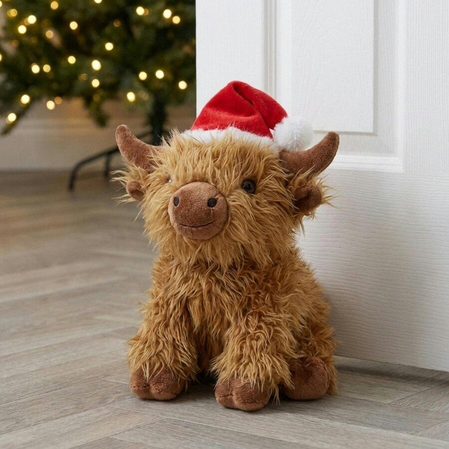 Garden Greatness Christmas Highland Coo Plush Doorstop