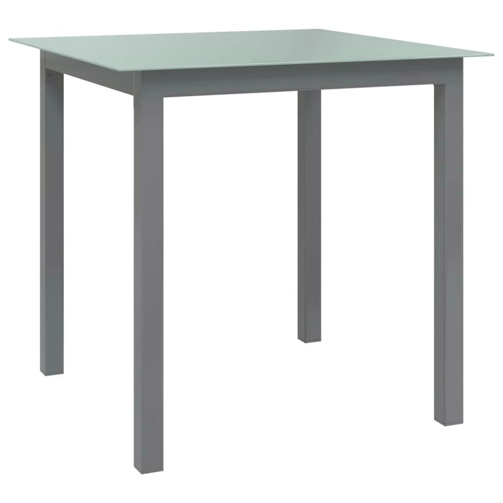 Berkfield Garden Table Light Grey 80x80x74 cm Aluminium and Glass