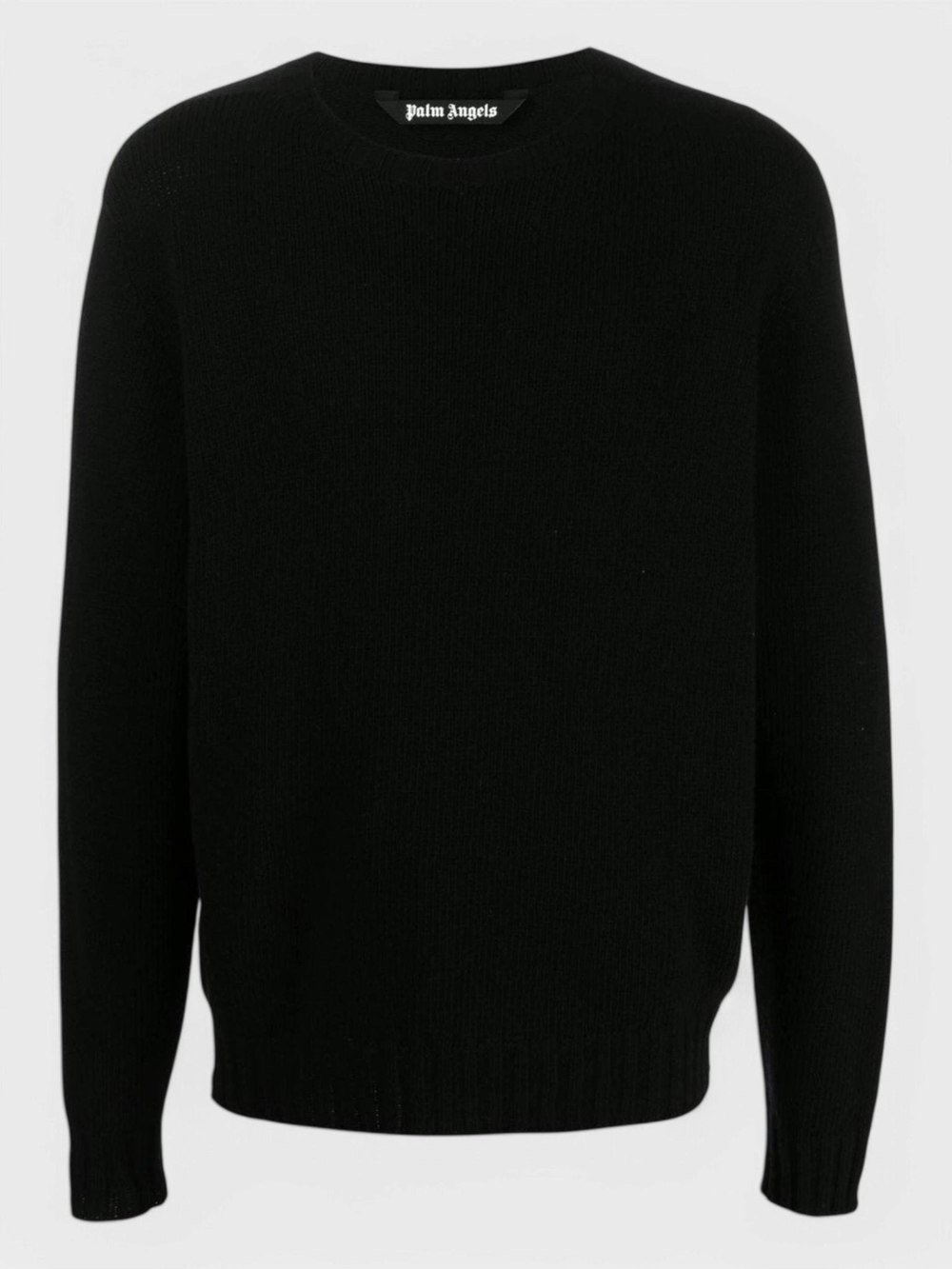 Palm Angels Curved Logo Knitted Crewneck Black/White - Supplied FashionPALM ANGELS