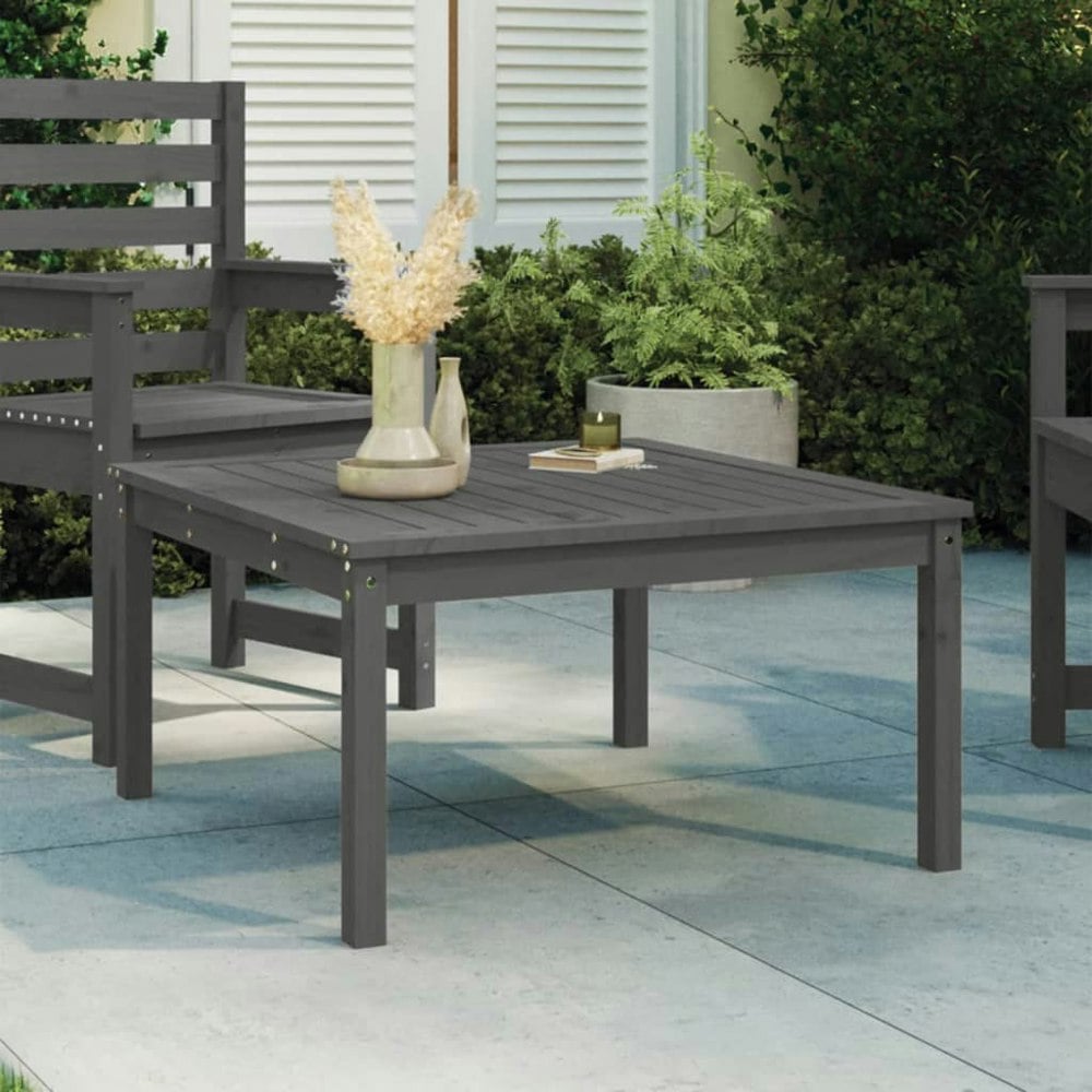 Berkfield Garden Table Grey 82.5x82.5x45 cm Solid Wood Pine