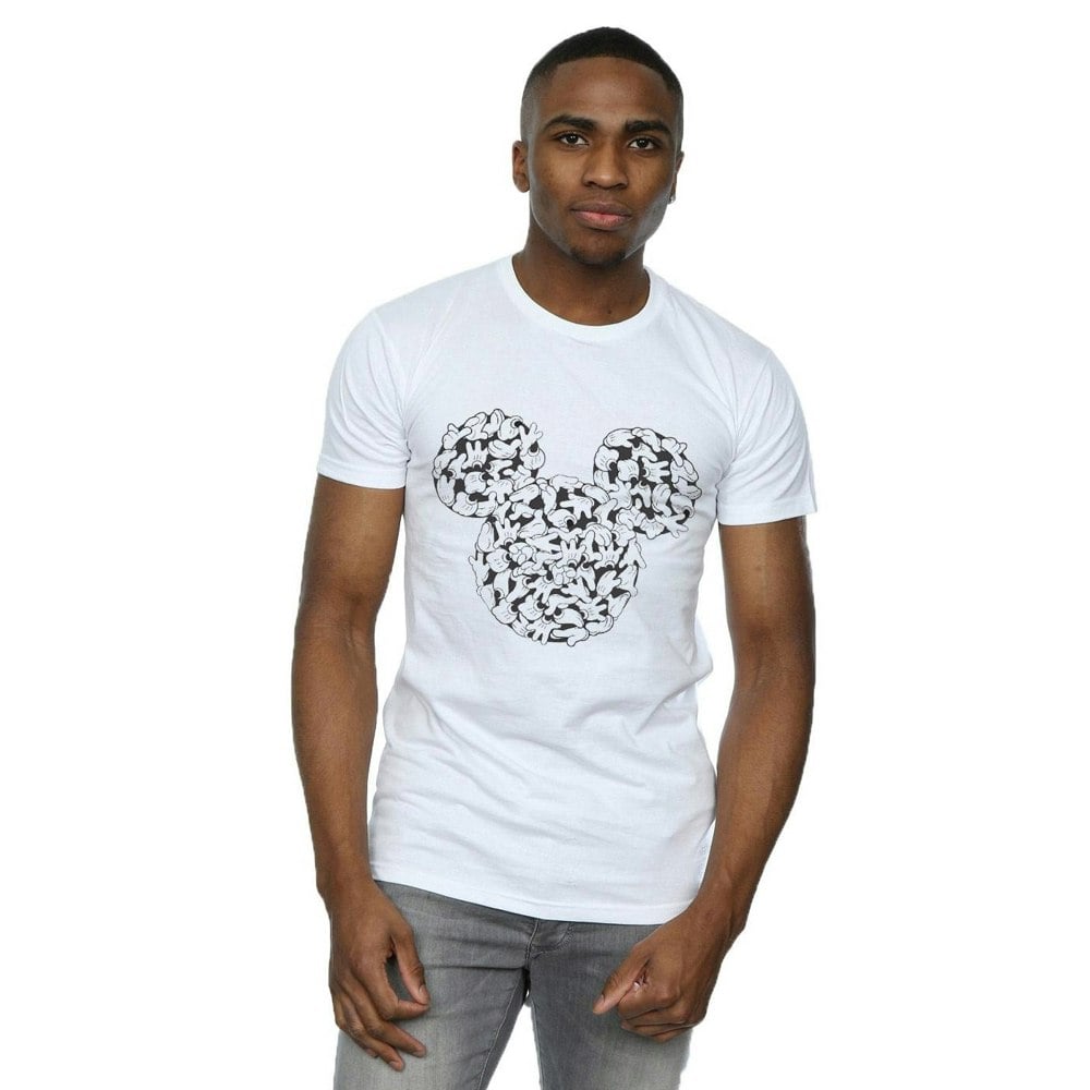 Disney Mens Mickey Mouse Head Of Hands T-Shirt - White
