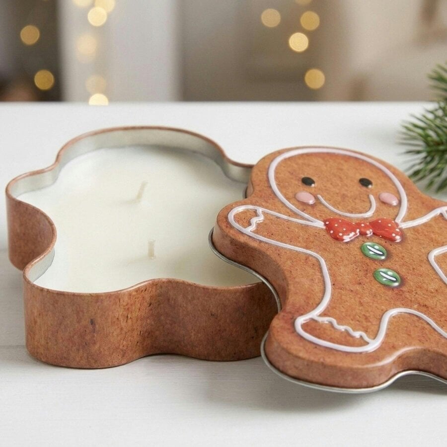 Garden Greatness Festive Gingerbread Design Candle Tin