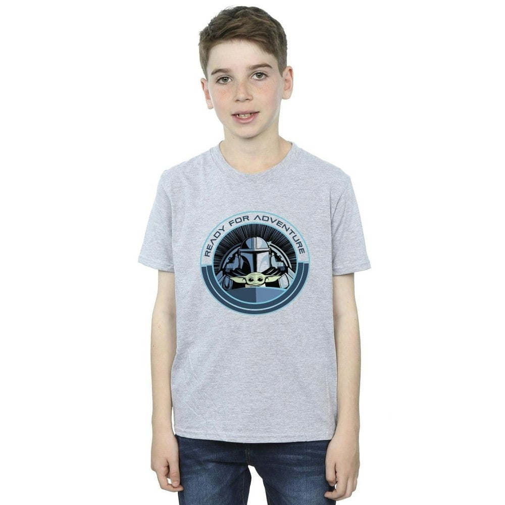 Star Wars Boys The Mandalorian Grogu Ready For Adventure T-Shirt - Sports Grey
