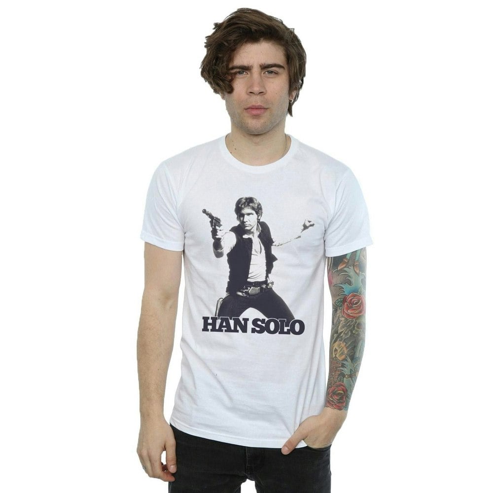 Star Wars Mens Han Solo Retro Photo T-Shirt - White