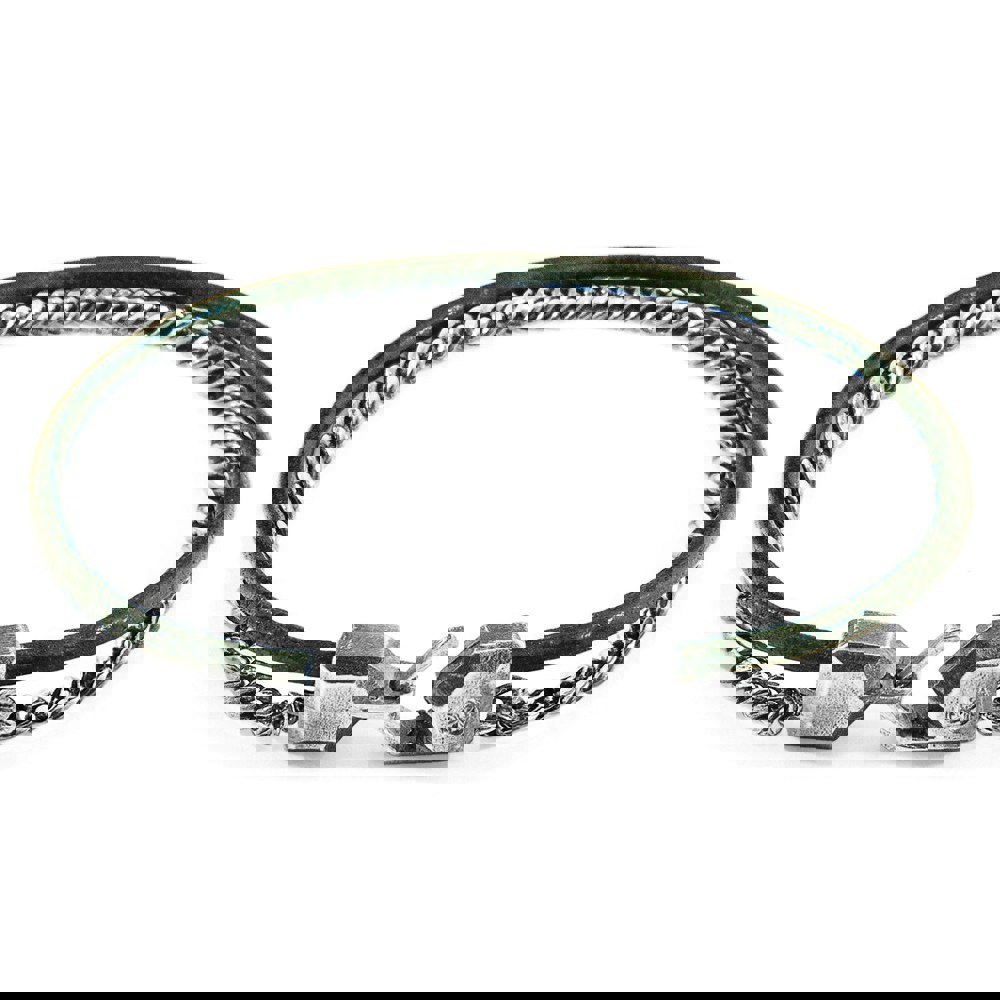 Anchor & Crew Racing Green Crossjack Mast Silver and Round Leather Bracelet 