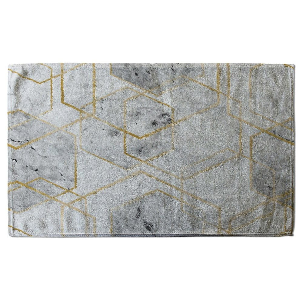 Benjamin Tate Design geometric marble pattern with gold glitter (Bath Towel)
