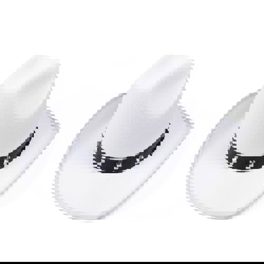 Bristol Novelty Unisex Adults Studded Cowboy Hat - White