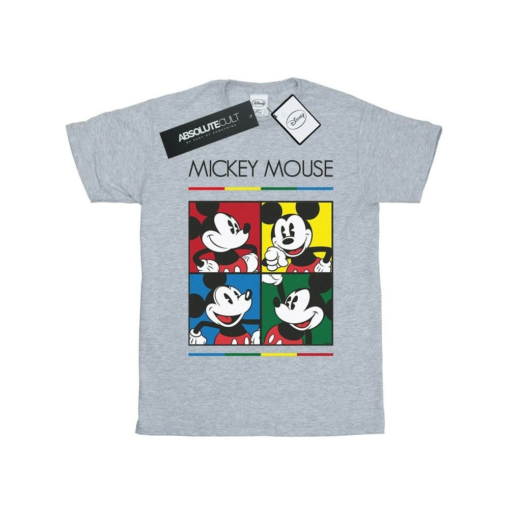 Disney Mens Mickey Mouse Square Colour T-Shirt - Sports Grey