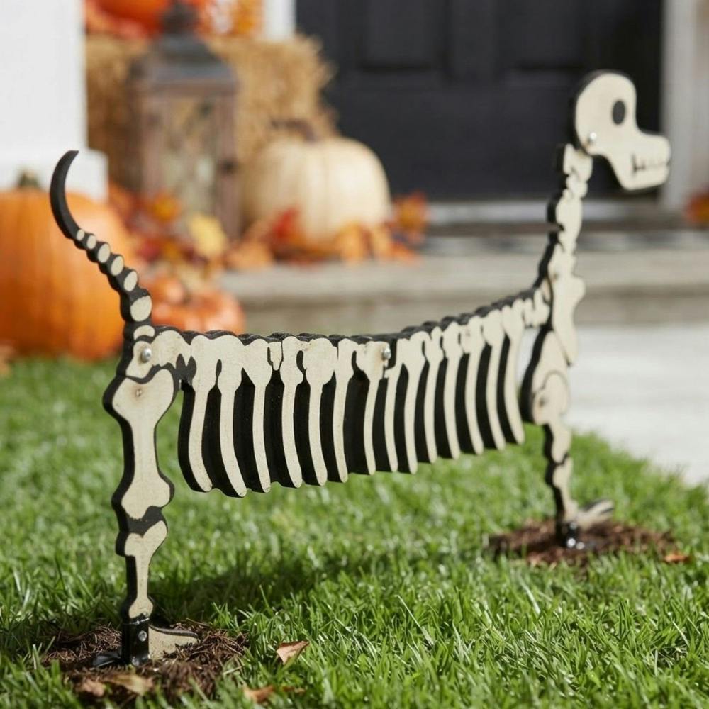 Garden Greatness Distinctive Sausage Dog Skeleton Halloween Stake
