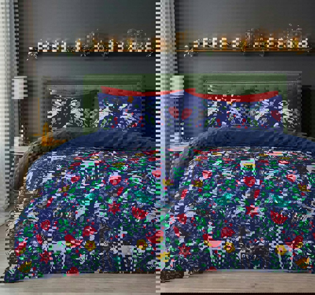 Velosso Robin Scandi Printed Cotton Blend Duvet Cover and Pillowcase Set