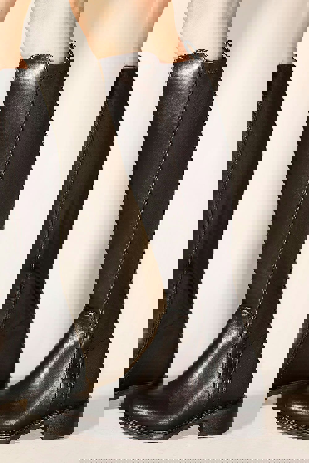 Where's That From Parker Knee High Boots With Side Zip in Black Faux Leather