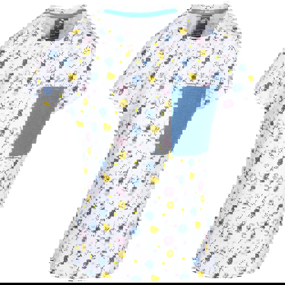 Trespass Girls Pleasantly Floral T-Shirt - White/Blue/Yellow