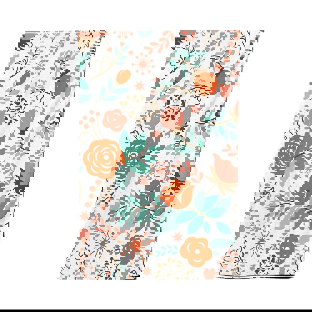 Warren Reed Orange Floral Pattern Tea Towel