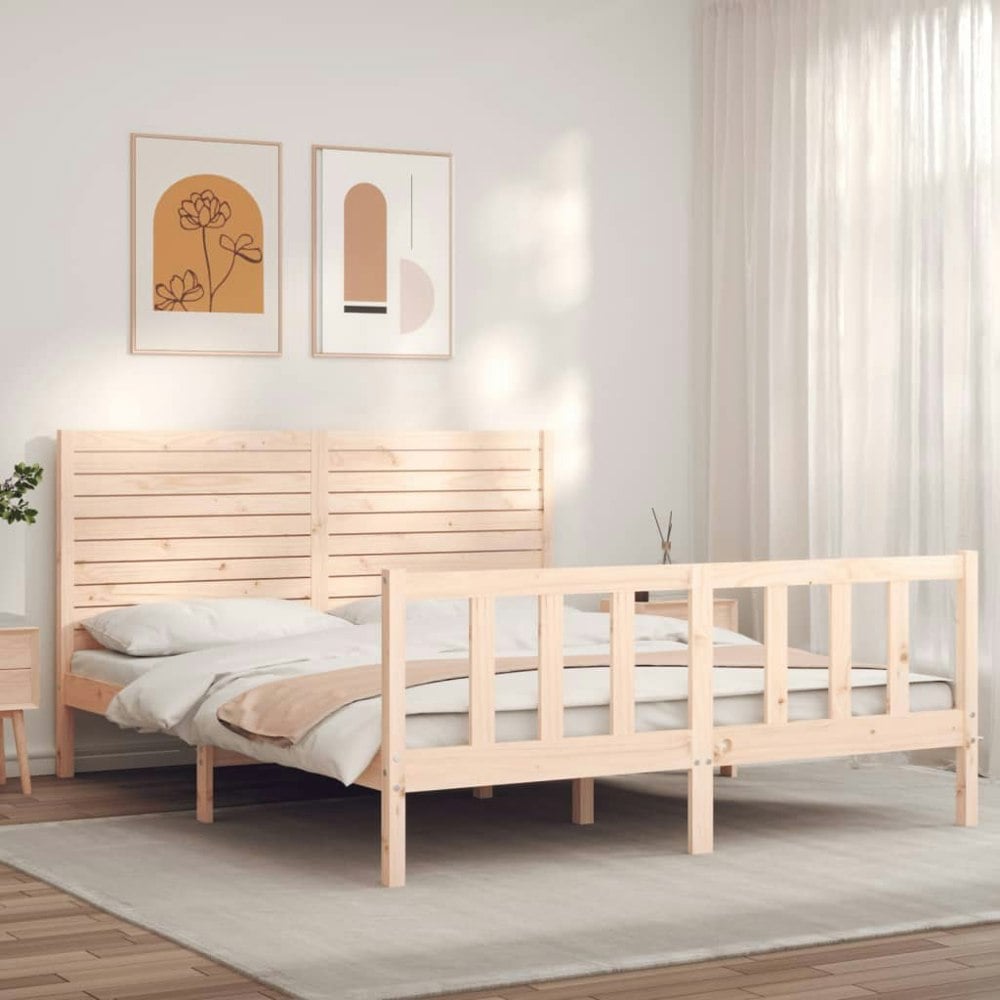 Berkfield Bed Frame with Headboard 160x200 cm Solid Wood
