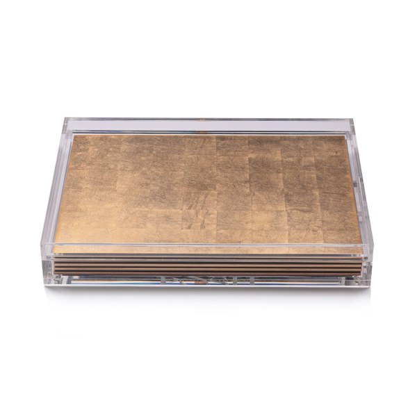 Servebox Clear Silver Leaf Chic Matte Gold - Posh Trading Company  - Interior furnishings london