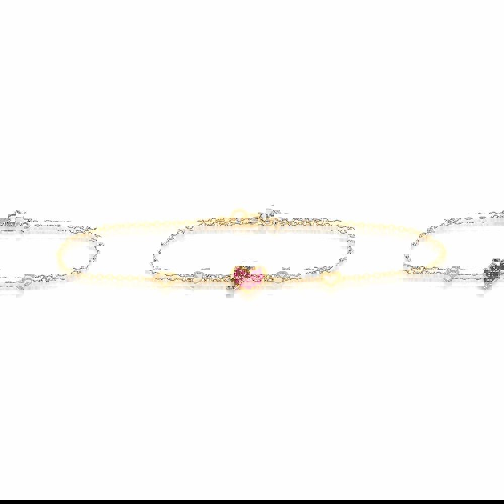 Love You More Ruby Heart Bracelet in 9ct Yellow Gold - Gemondo