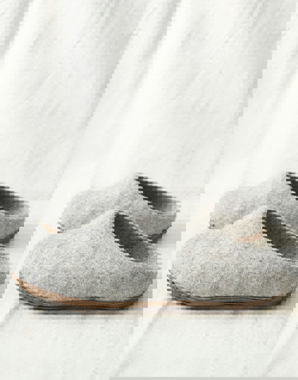 Men's Handmade Eco Felt Suede Sole Mule Slippers – Light Ash - British Boxers