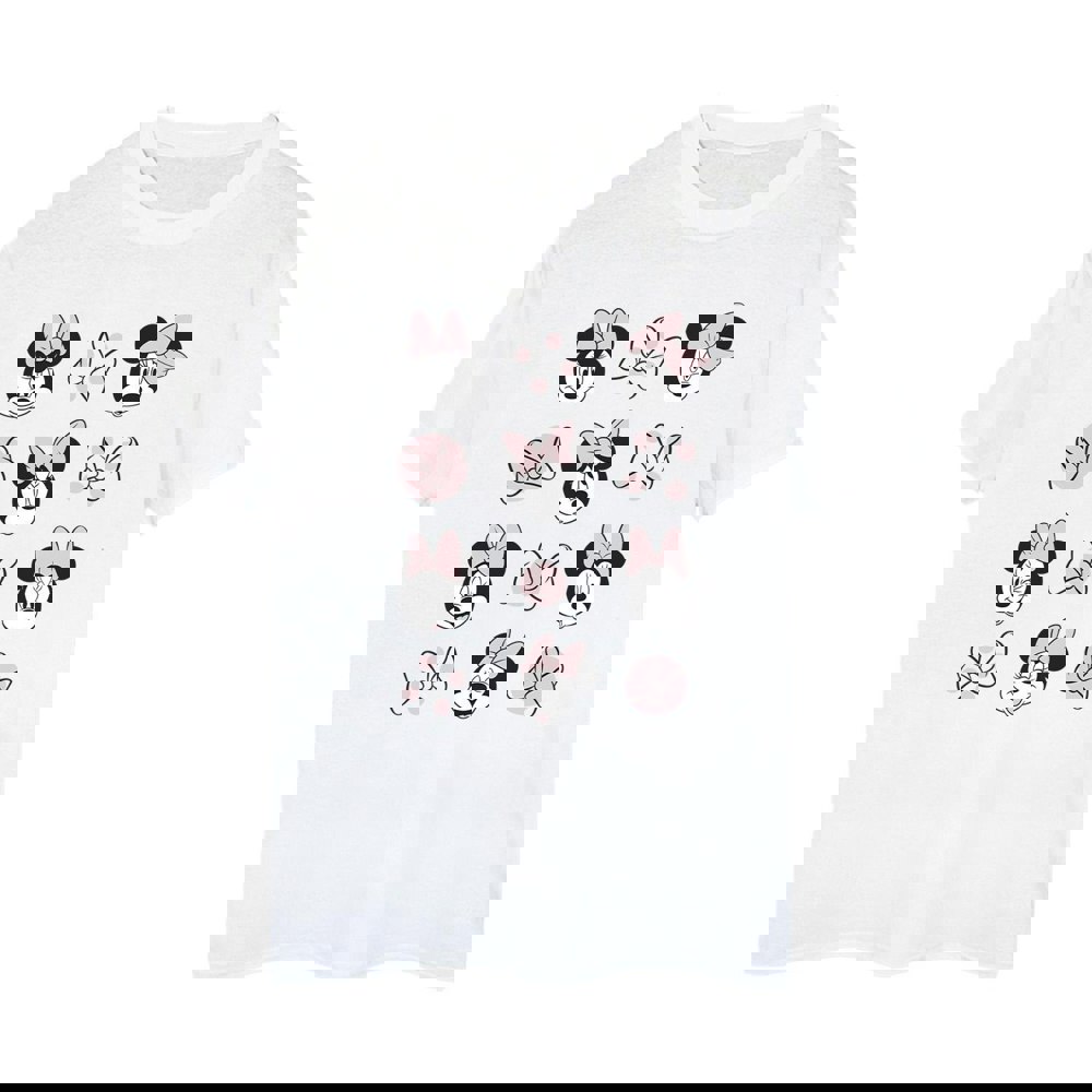 Disney Womens/Ladies Minnie Mouse Multiple Cotton Boyfriend T-Shirt - White