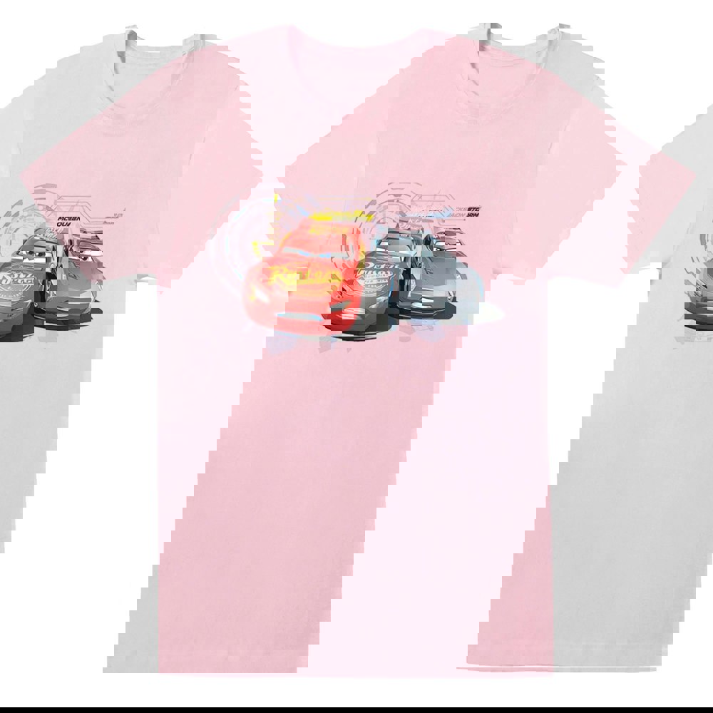 Disney Mens Cars Lightning Vs Storm T-Shirt - Baby Pink