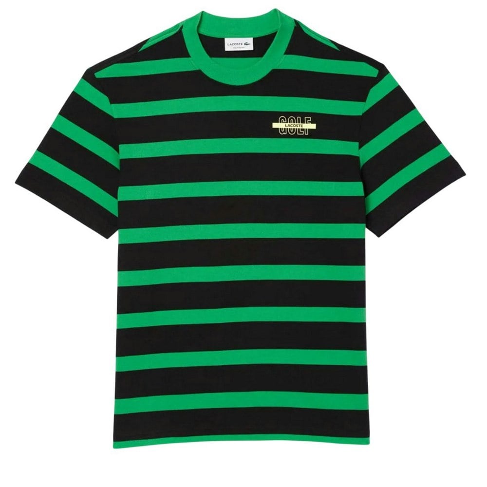 Lacoste Mens Striped Cotton 3D T-Shirt - Green/Black
