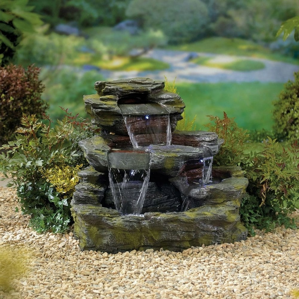 Tranquillity Water Features Garda Falls with Lights Rock Effect Water Feature