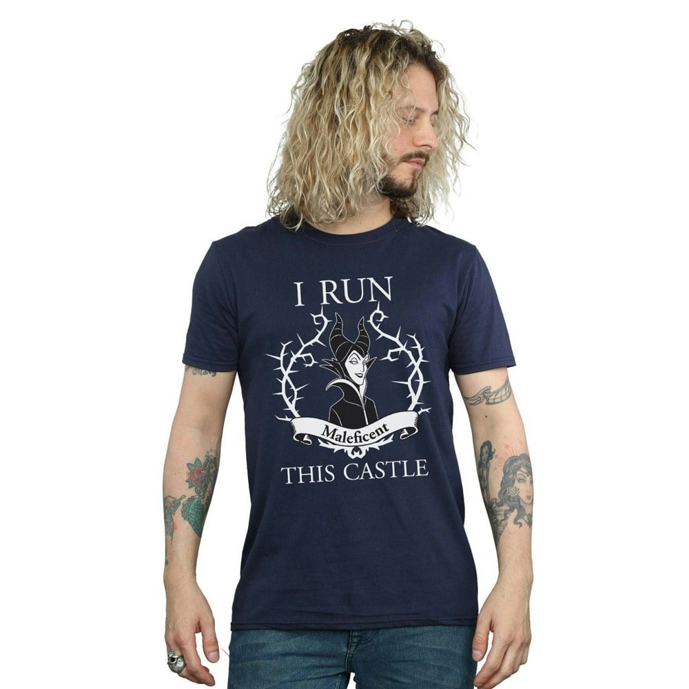 Disney Mens Maleficent I Run This Castle T-Shirt - Navy Blue