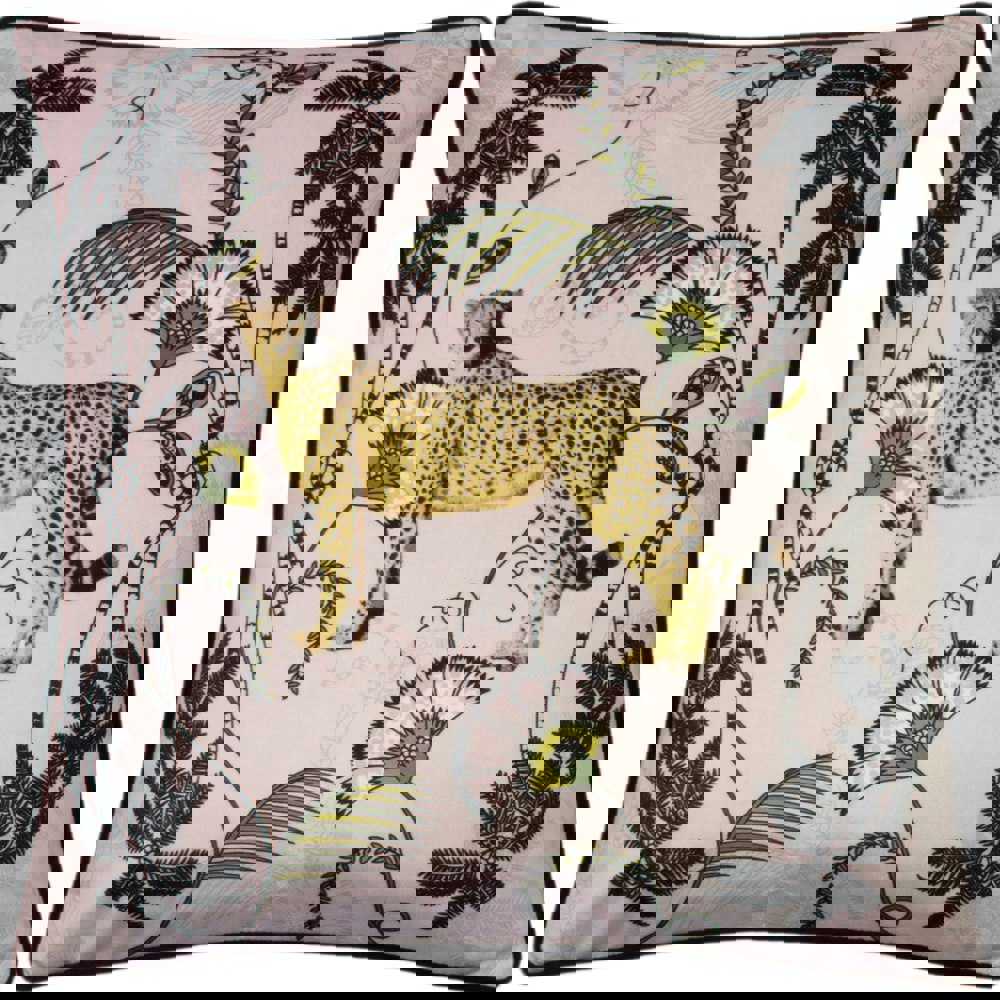 Paoletti Tropica Cheetah Cushion Cover - Blush/Green/Gold