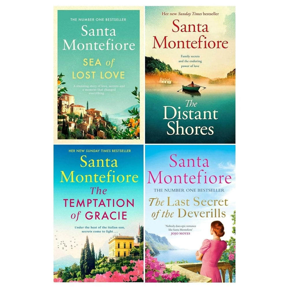 Santa Montefiore 4 Book Set The Distant Shores, Temptation of Gracie, Sea of Lost Love & more