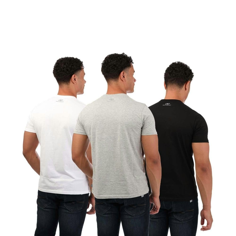 DKNY Mens Embroidered Logo T-Shirt (Pack of 3) - Black/Grey/White