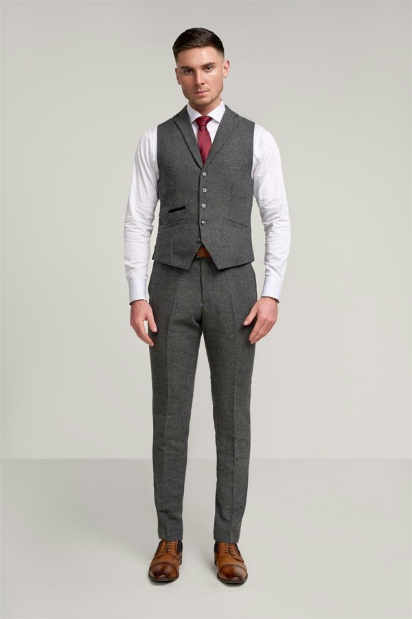 House of Cavani Cosmo Tweed Waistcoat - Grey