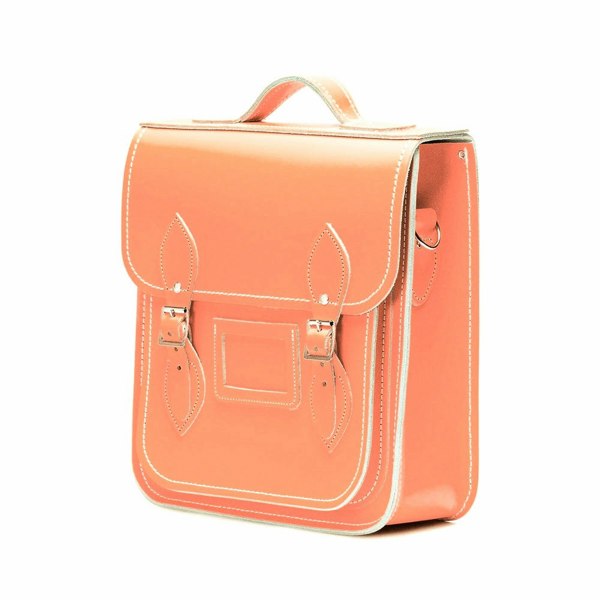 Zatchels Handmade Leather City Backpack - Coral