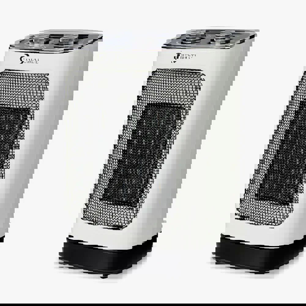 PureMate 1800W Ceramic Tower Fan Heater with Automatic Oscillation White