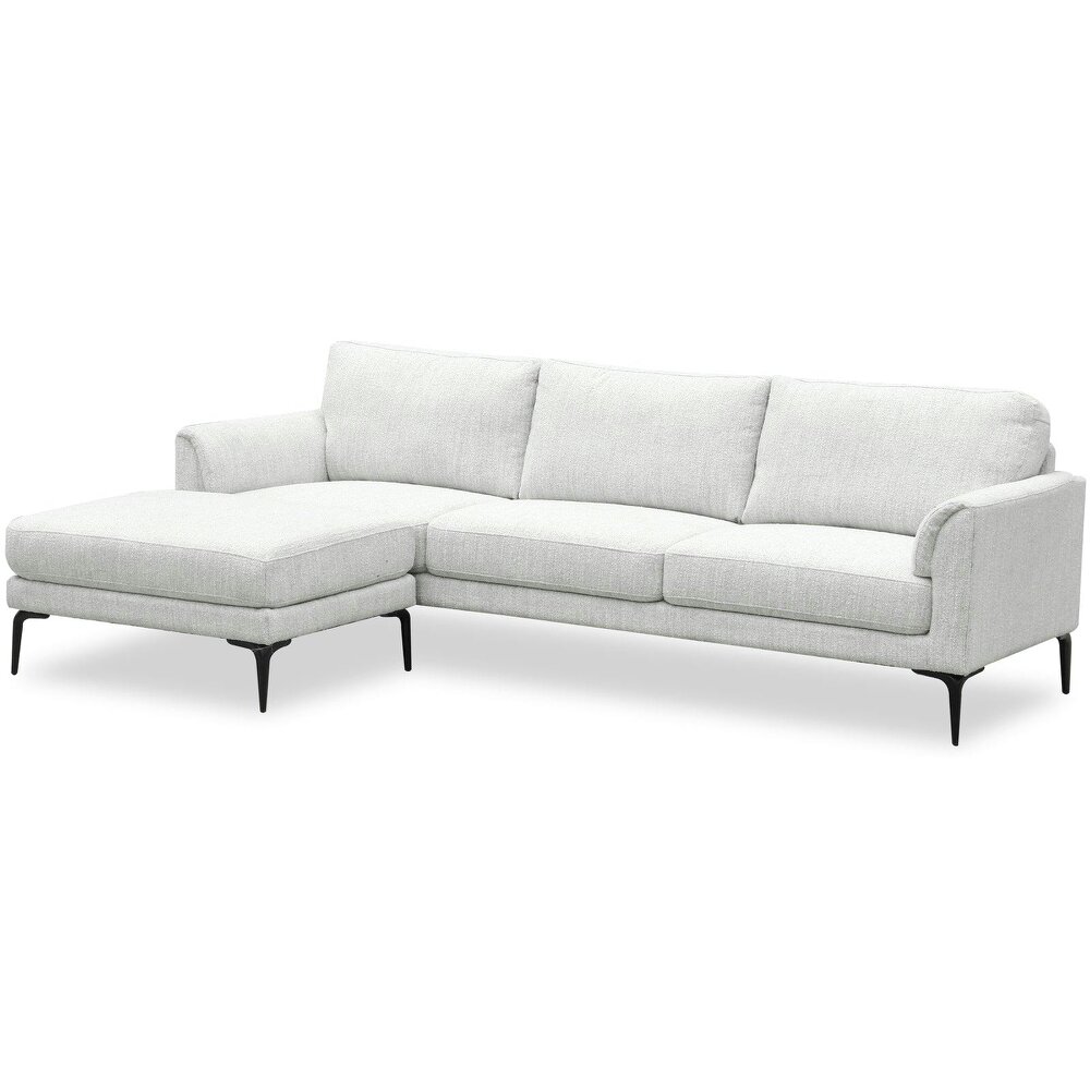 Wyld Haus Nashville Minimalist White Upholstered Three Seater Sofar with Footstool Black Metal Legs