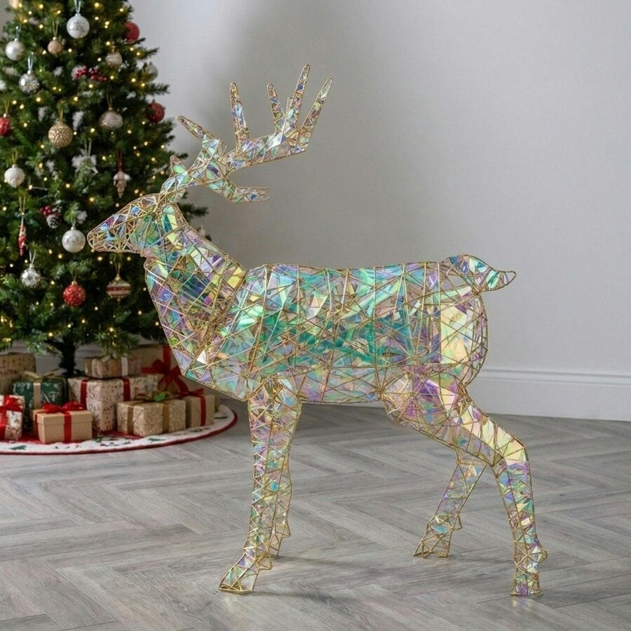 Garden Greatness Gold Holographic LED Reindeer Stag
